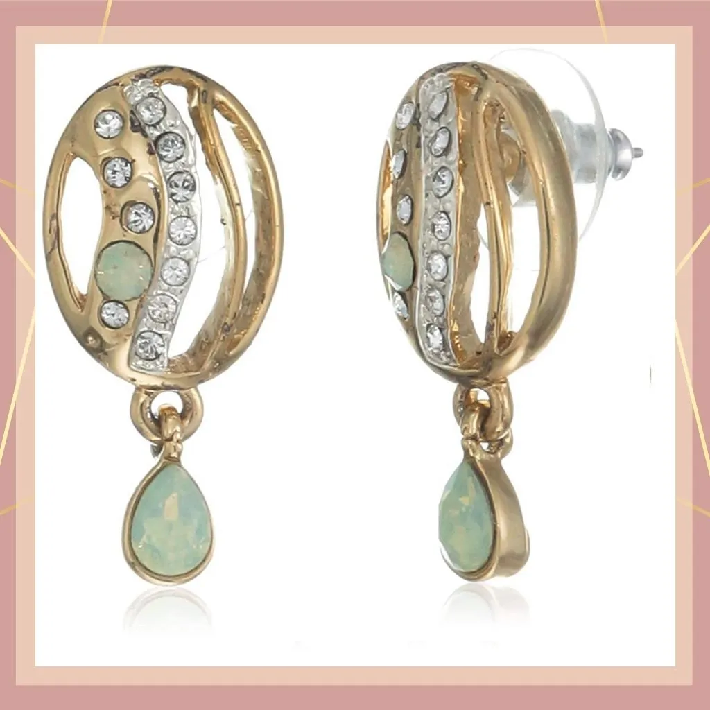 Estele - Gold Plated fancy pendant set with Austrian crystals and Mint Stones