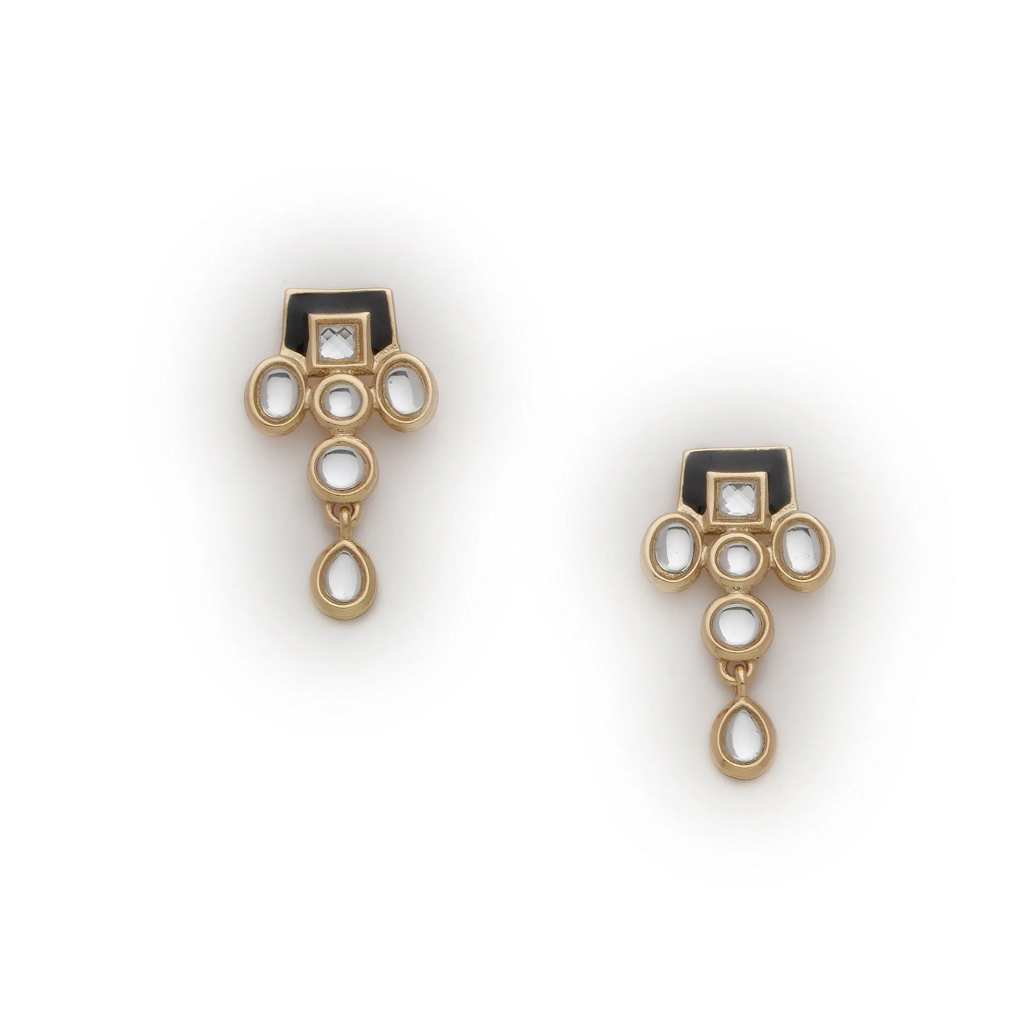 Estele - Traditional Gold Plated Kundan Necklace set with Black enamel