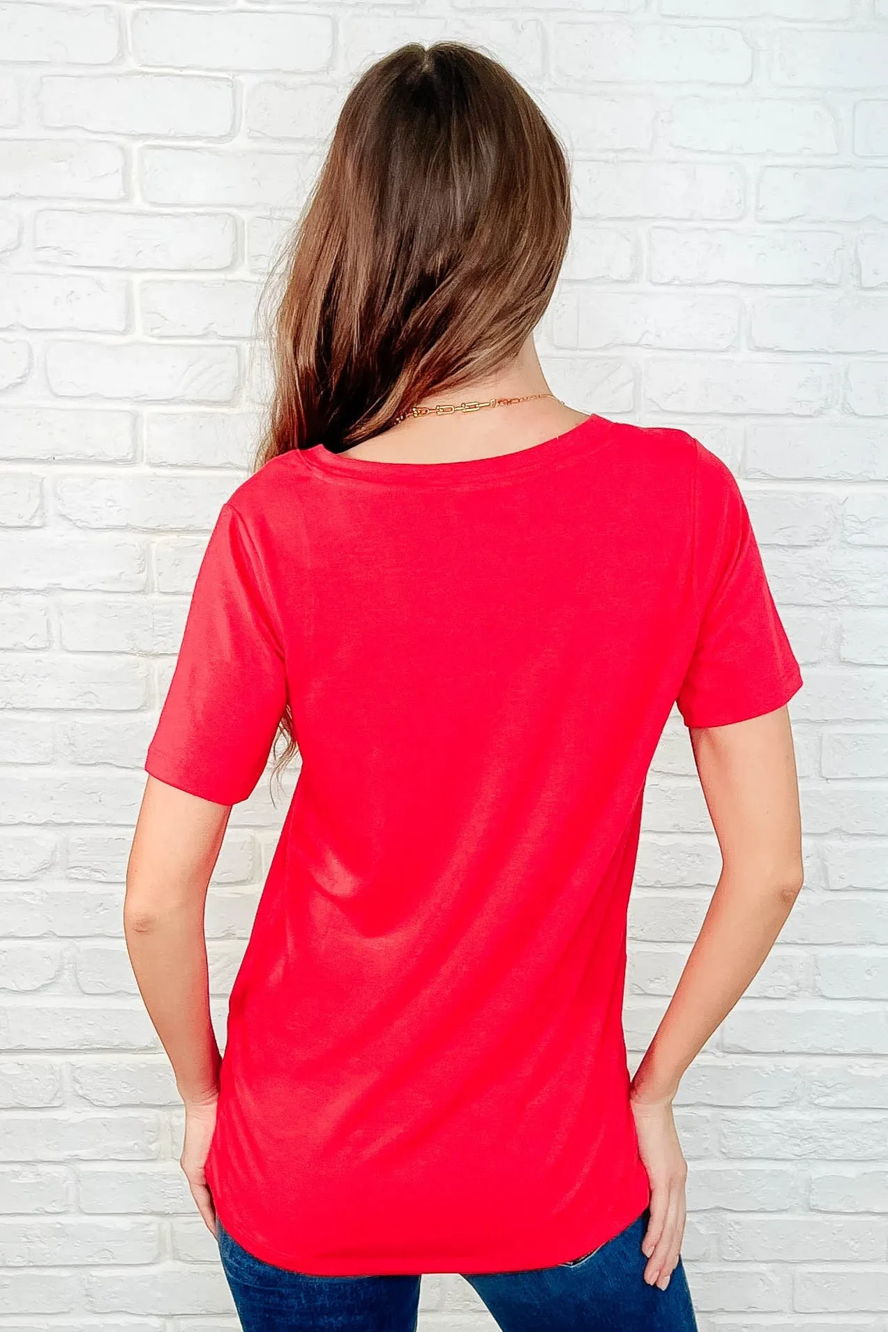 Every Outfit Basic V-Neck Top in Ruby