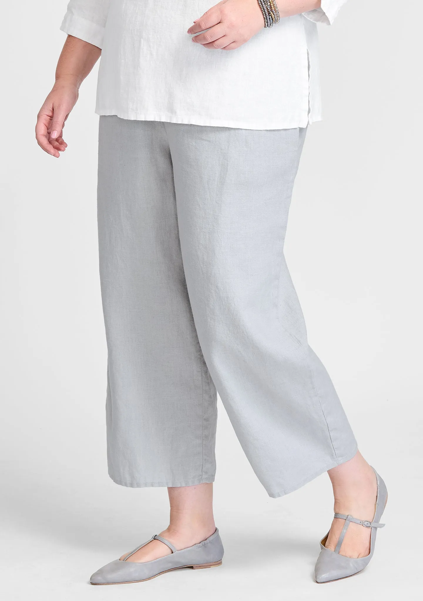Floods - Linen Pants With Elastic Waist