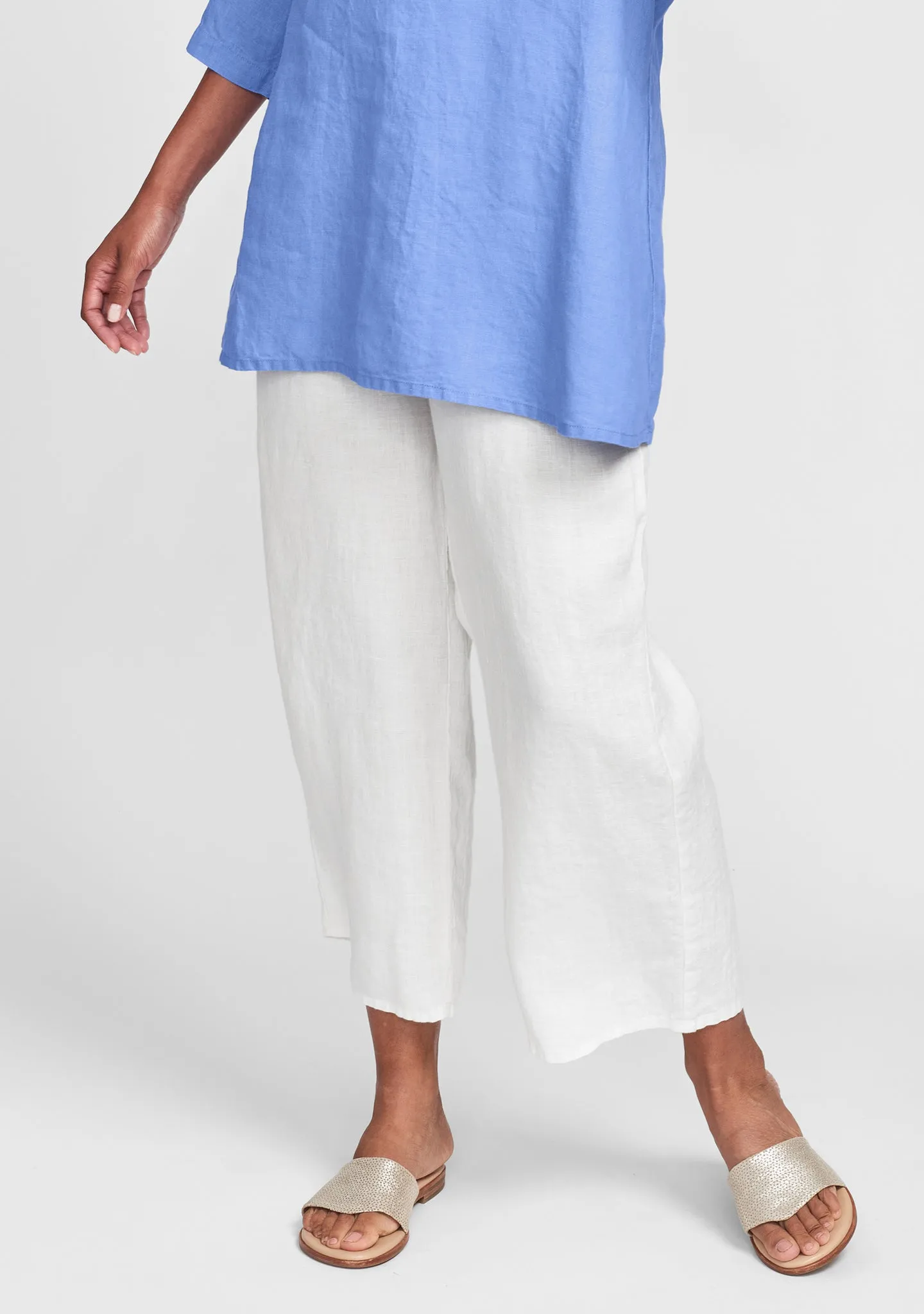 Floods - Linen Pants With Elastic Waist