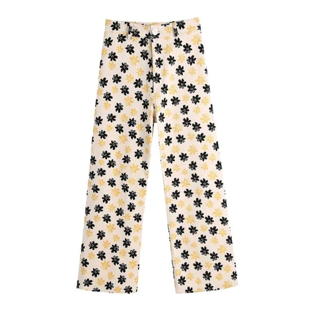 FLORAL STRAIGHT JEANS