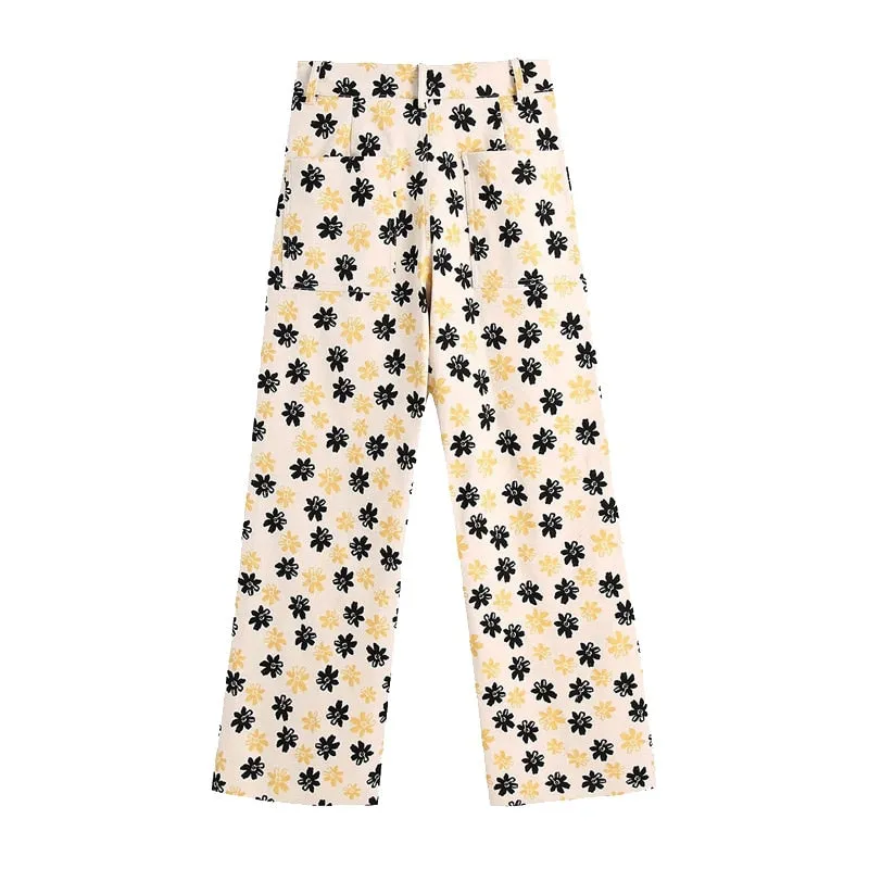 FLORAL STRAIGHT JEANS