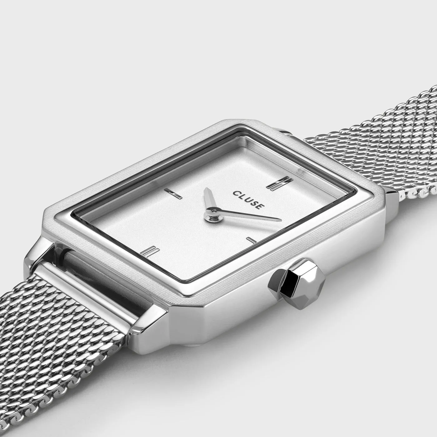 Fluette Watch Mesh White, Silver Colour