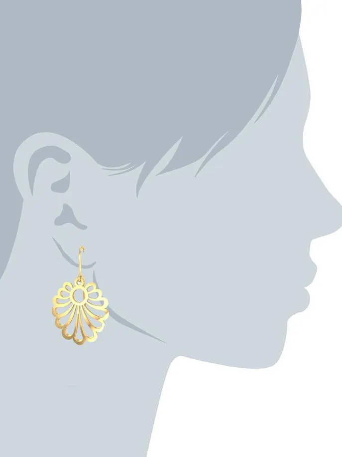Gold Plated Floral 925 Sterling Silver Dangler Earrings