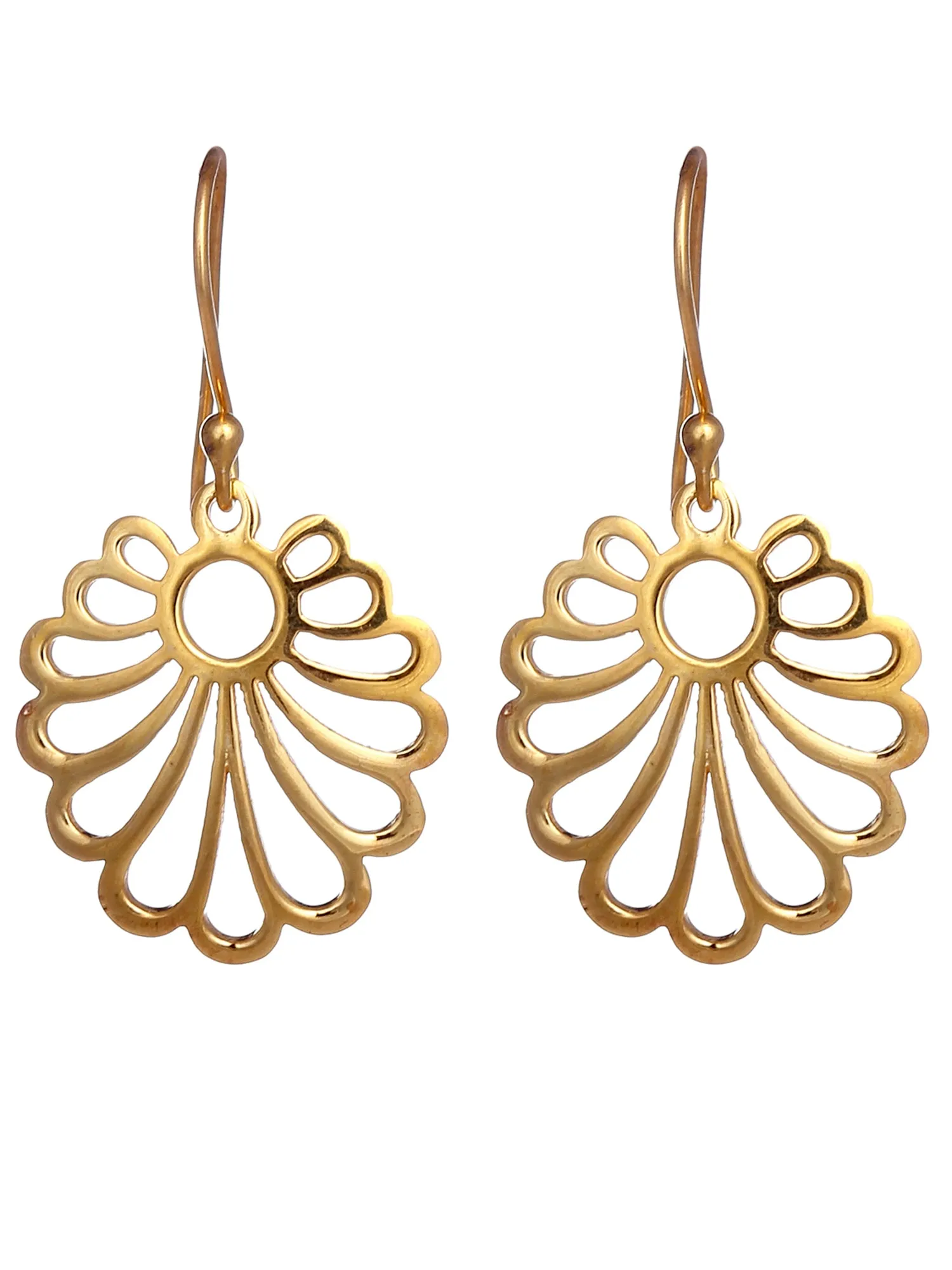 Gold Plated Floral 925 Sterling Silver Dangler Earrings