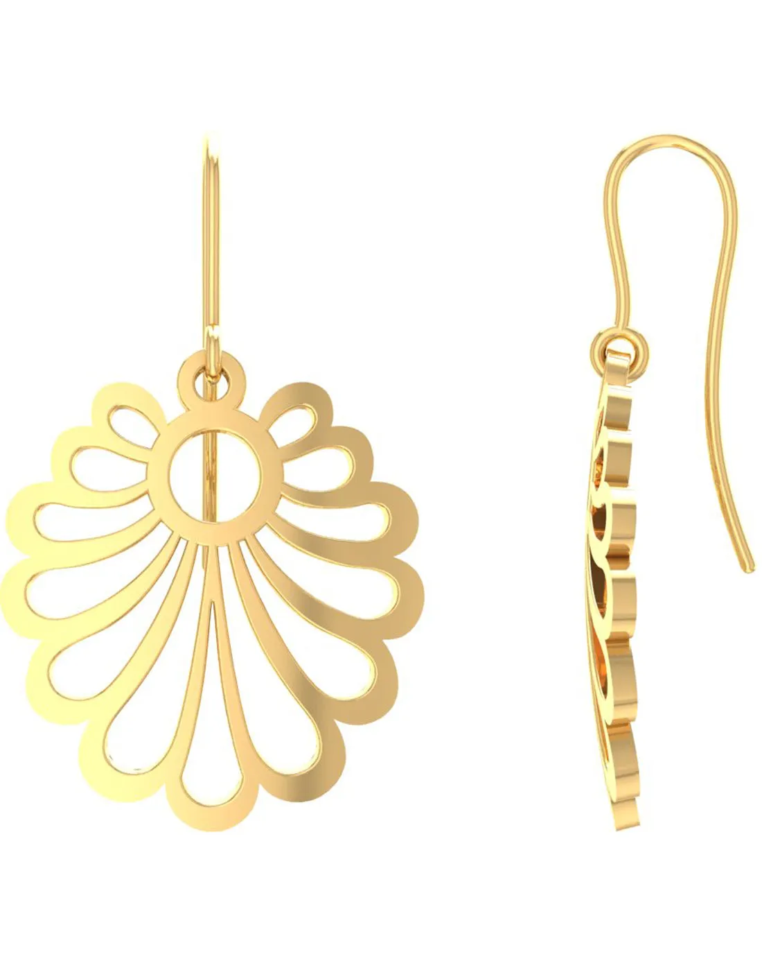 Gold Plated Floral 925 Sterling Silver Dangler Earrings