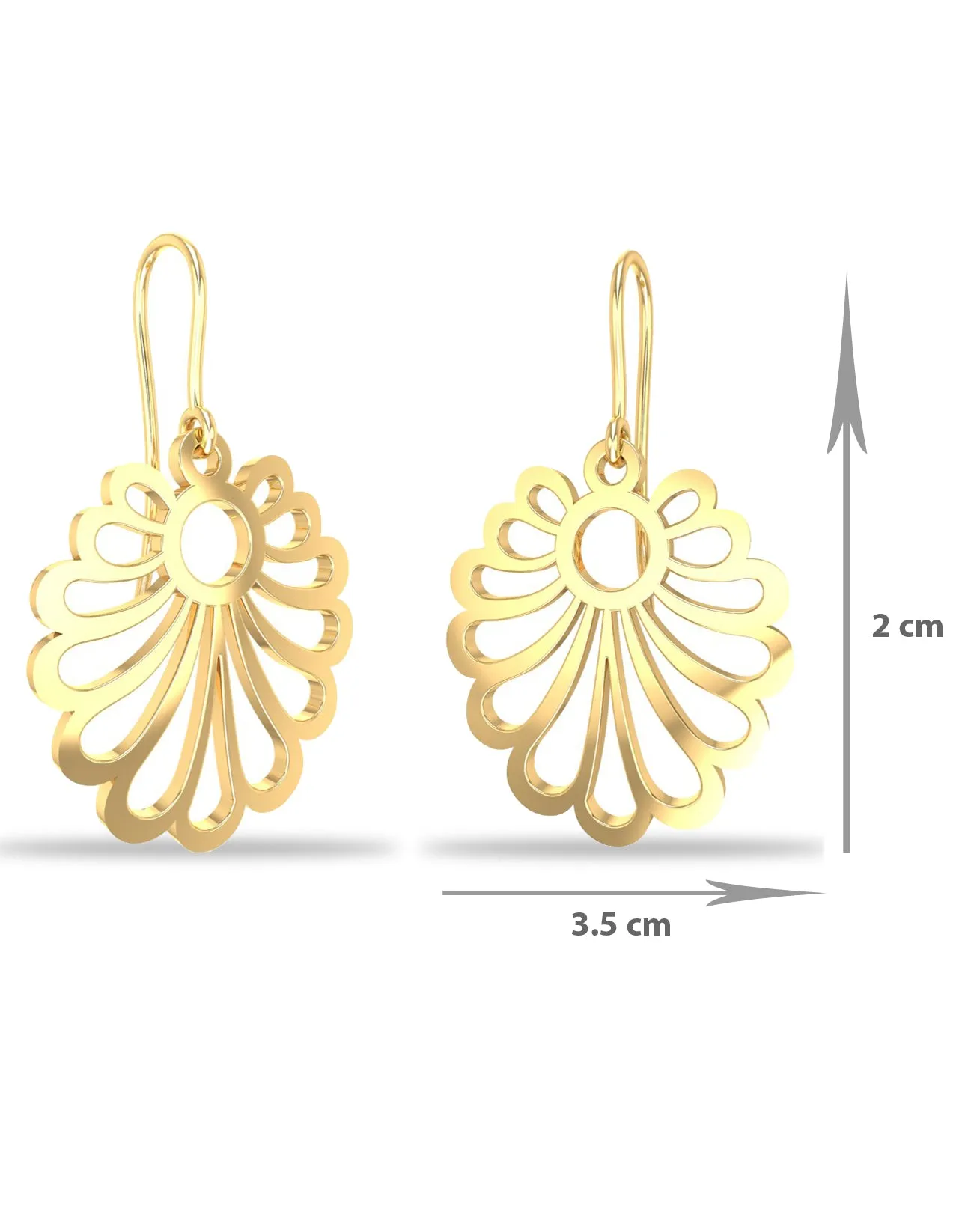Gold Plated Floral 925 Sterling Silver Dangler Earrings