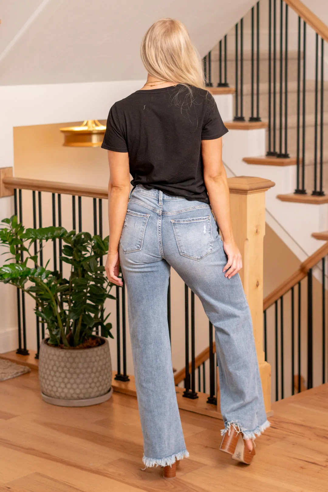 Gretta Mid Rise Button Fly Wide Leg
