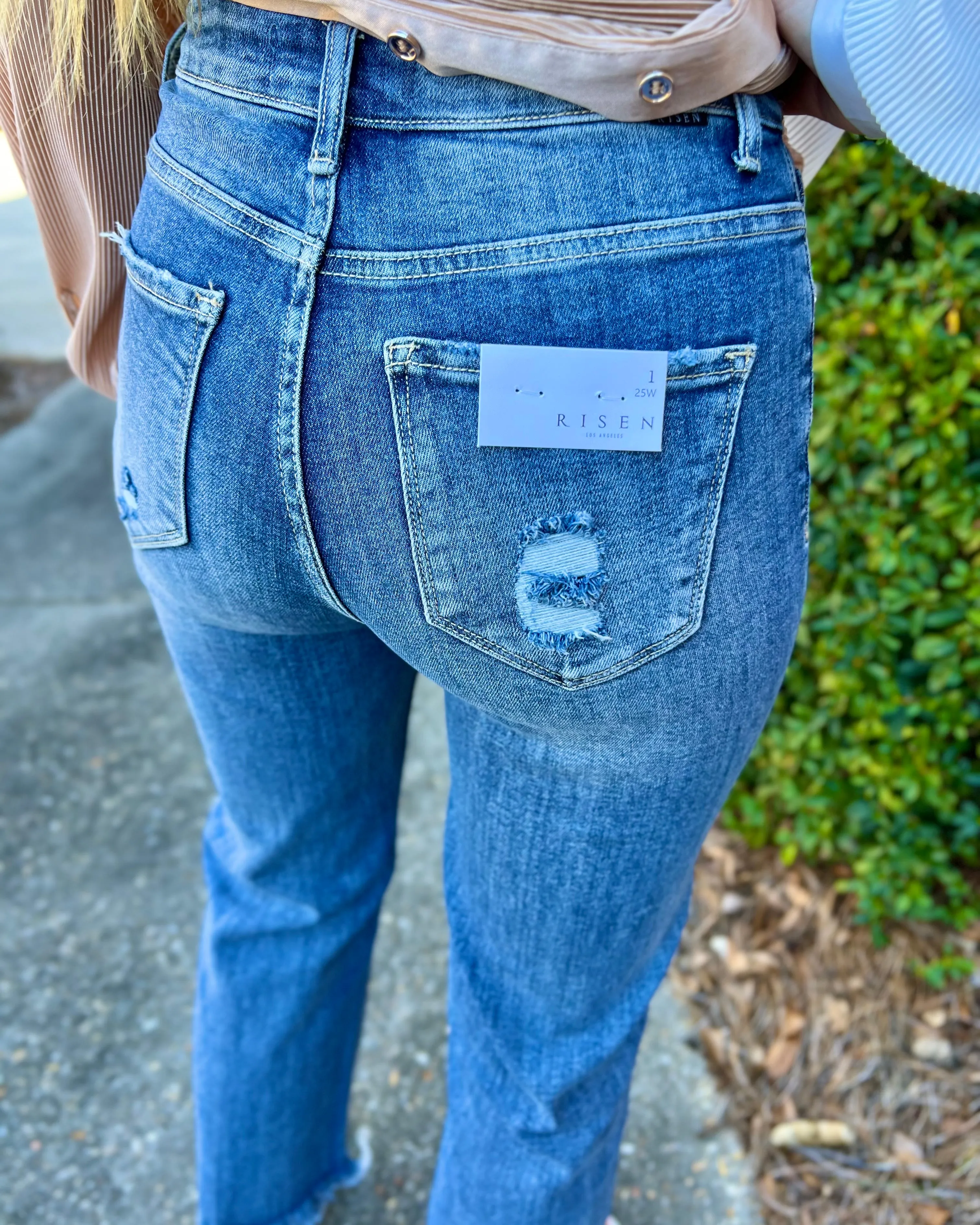 I Got You Risen High Rise Straight Leg Light Wash Jeans 27" Inseam