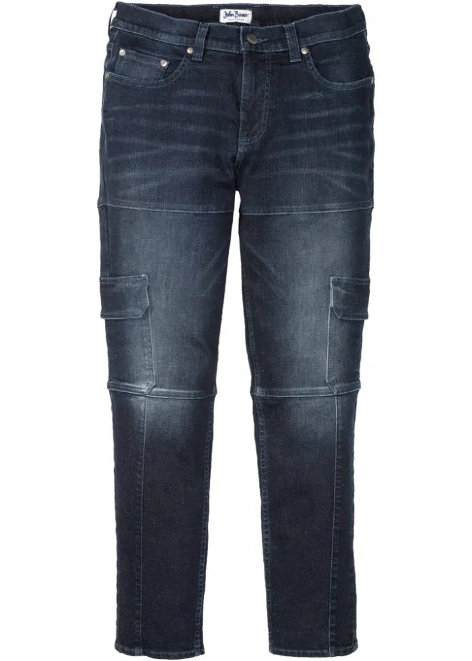 John Baner Jeanswear straight skinny stretch cargo jeans, blue