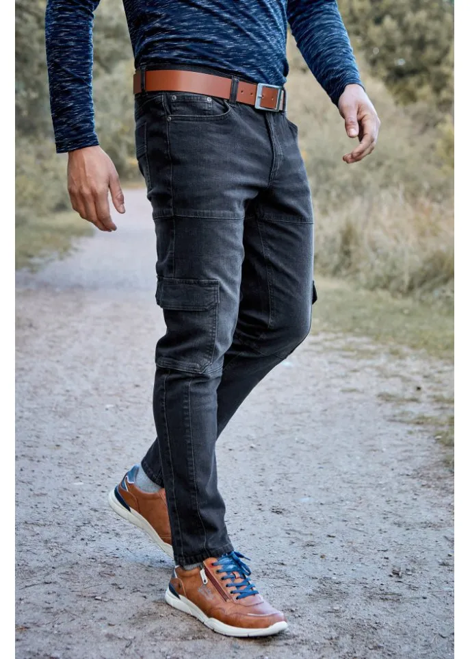 John Baner Jeanswear straight skinny stretch cargo jeans, blue