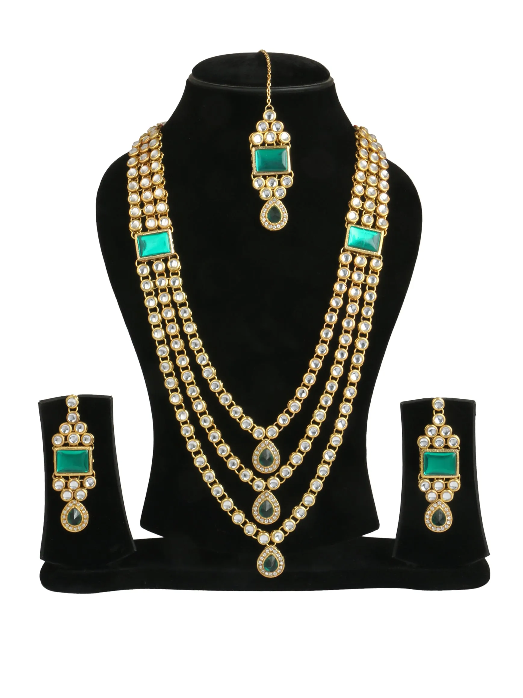 Karatcart 22K GoldPlated Kundan Rani Haar Necklace Set for Women