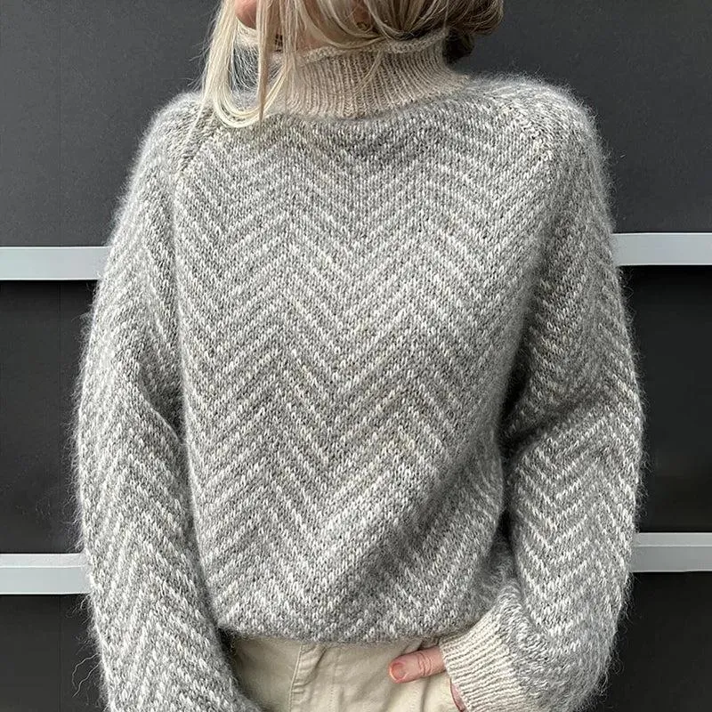 Katherine - Stijlvolle grijze gestreepte pullover voor dames