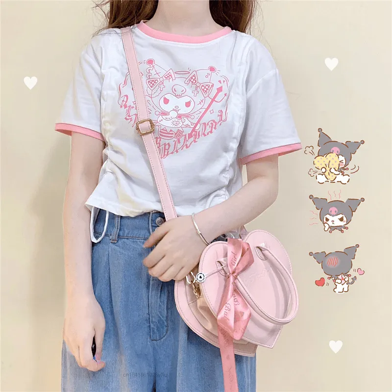 Kawaii Cute Cartoon Kuromied Printed T-shirt
