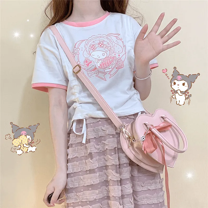 Kawaii Cute Cartoon Kuromied Printed T-shirt