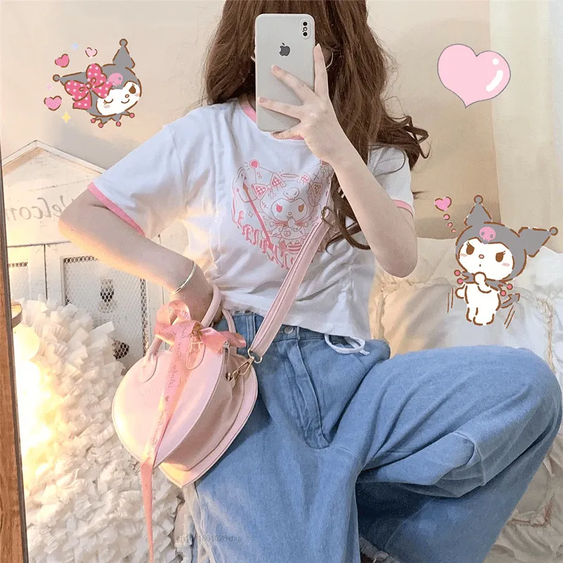 Kawaii Cute Cartoon Kuromied Printed T-shirt