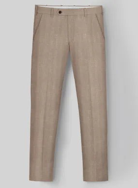 London Loom Brown Herringbone Wool Silk Linen Pants