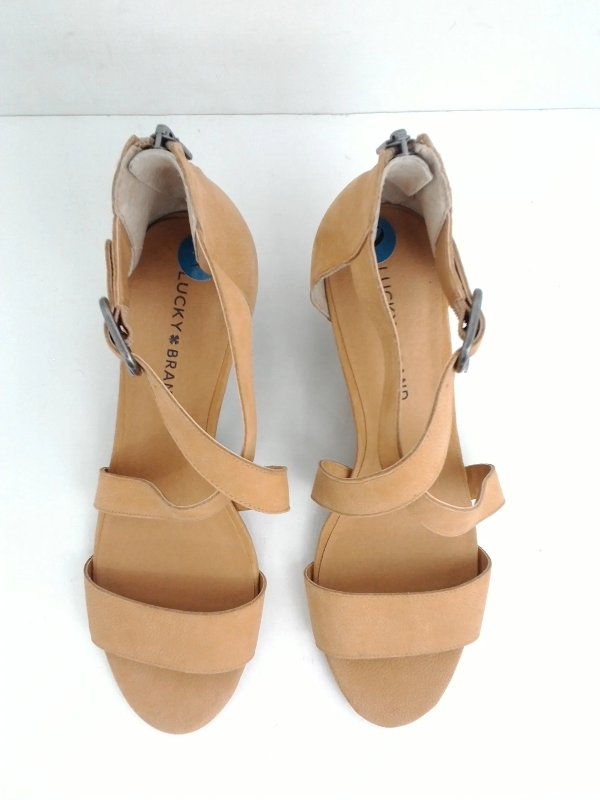 Lucky Brand Women's Jenley Nude Leather Wedge Sandal Size 9 M
