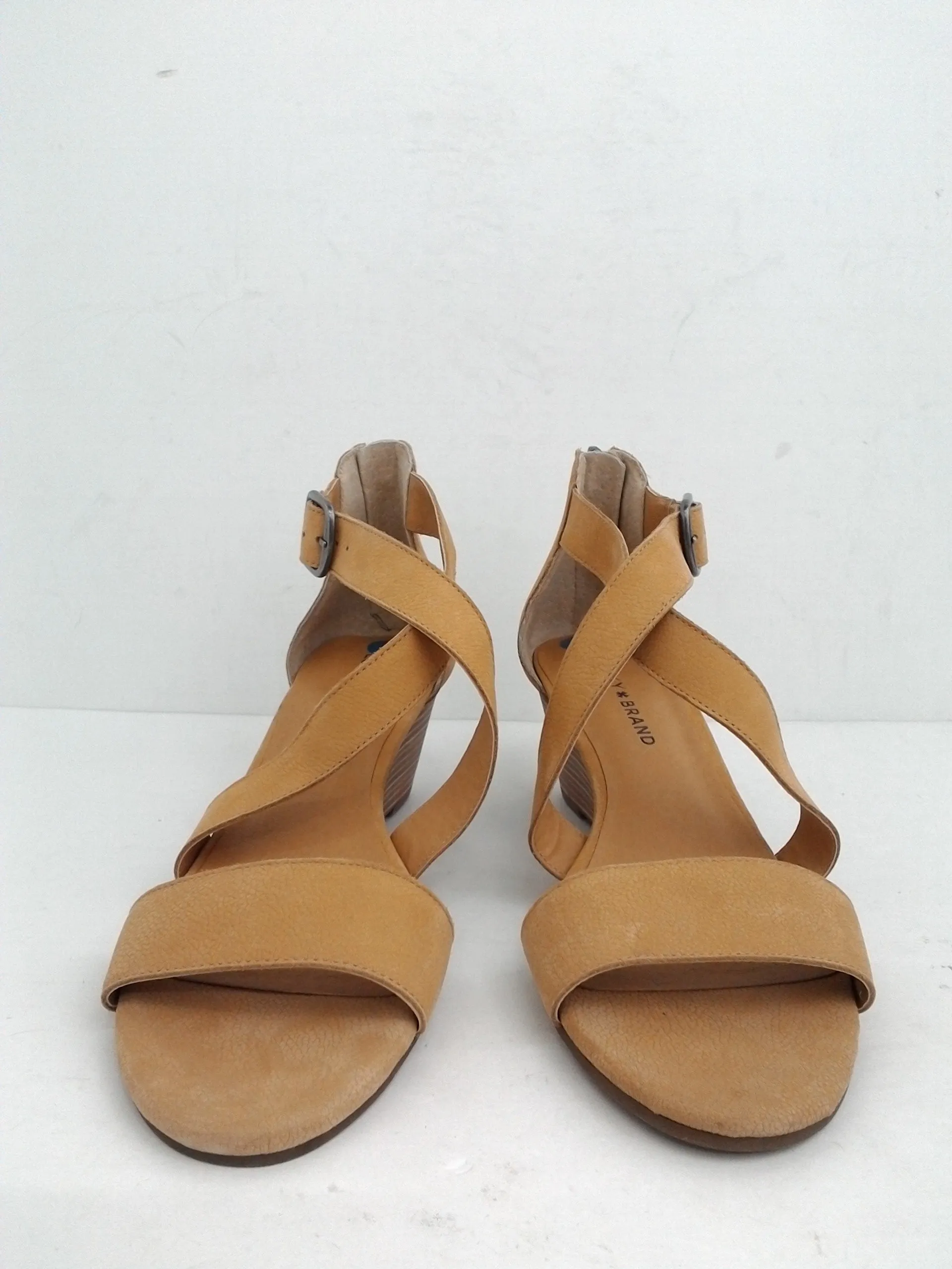 Lucky Brand Women's Jenley Nude Leather Wedge Sandal Size 9 M