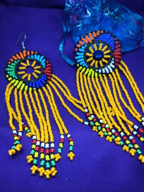 Masai Beaded Earrings in Yellow