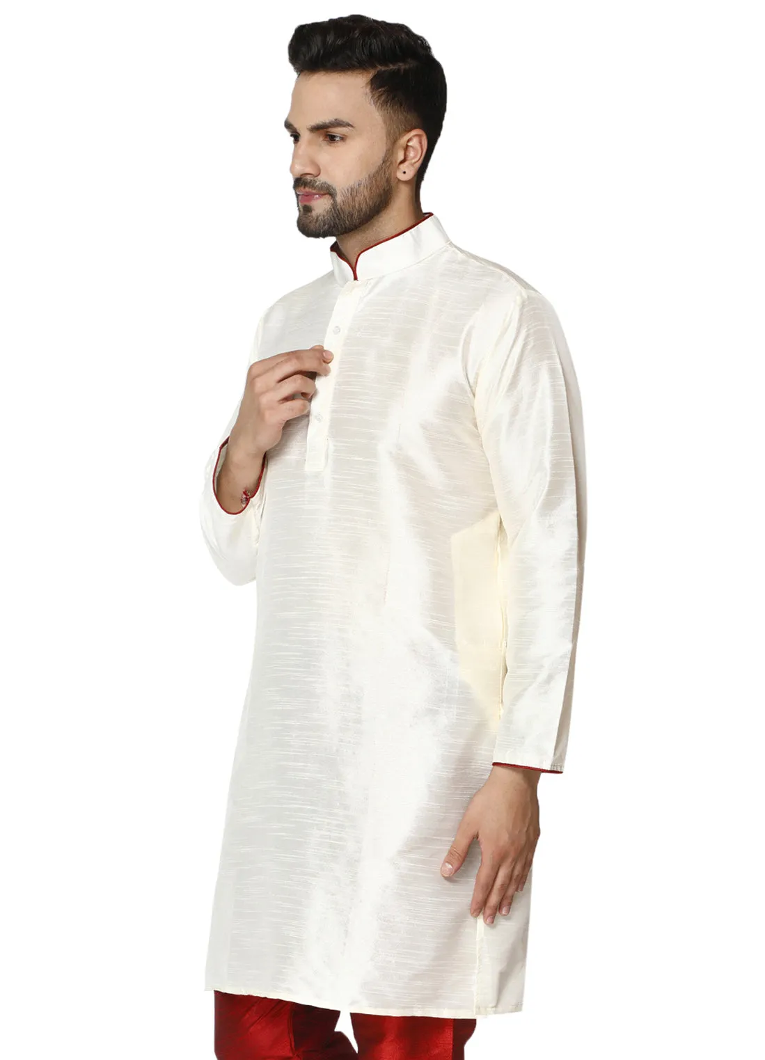 Men's Tunic Cotton Kurta Long Shirt Regular Fit Off white