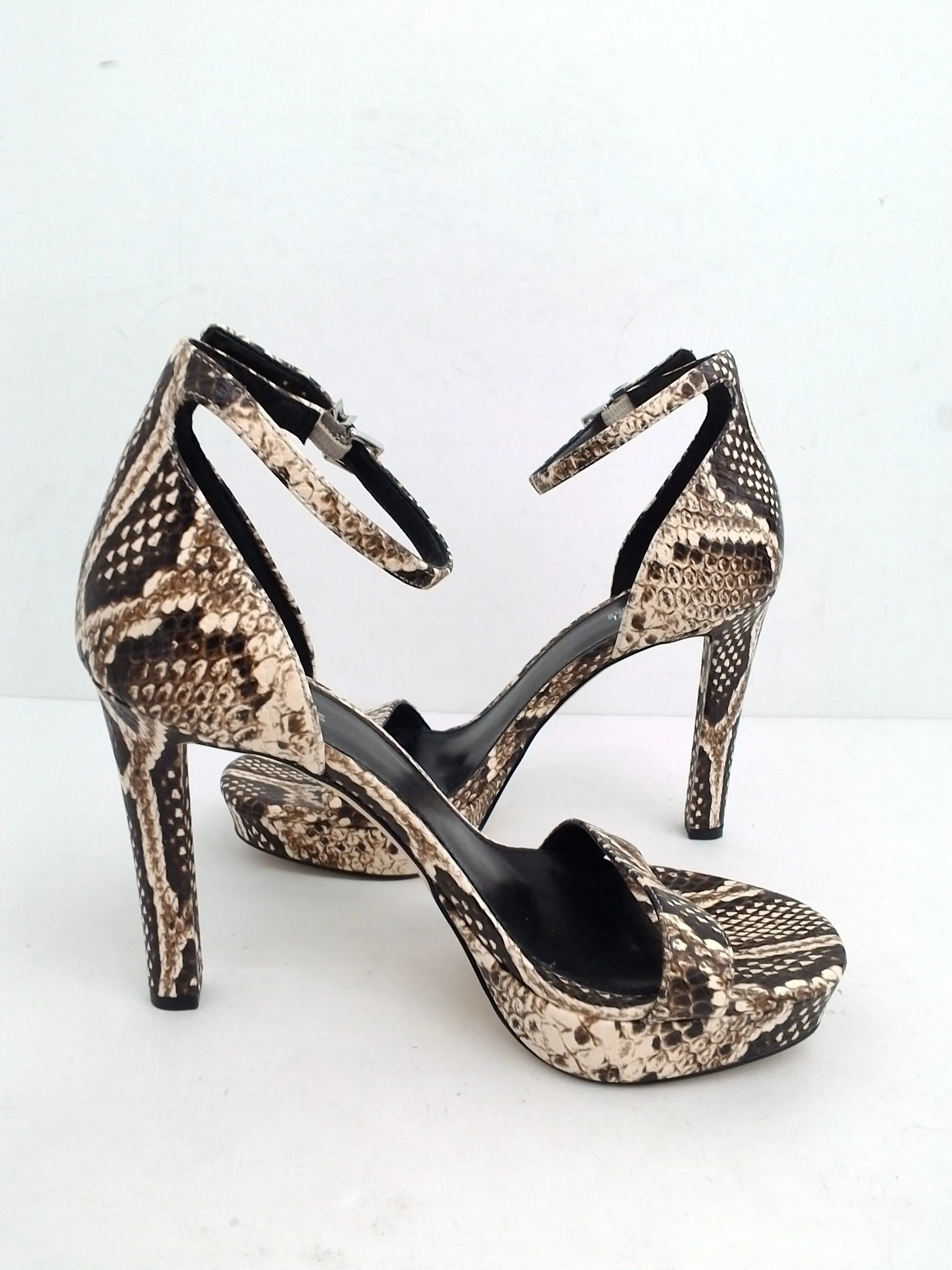 Michael Kors Women's Beige Snake Print Heeled Sandal Size 6.5 M
