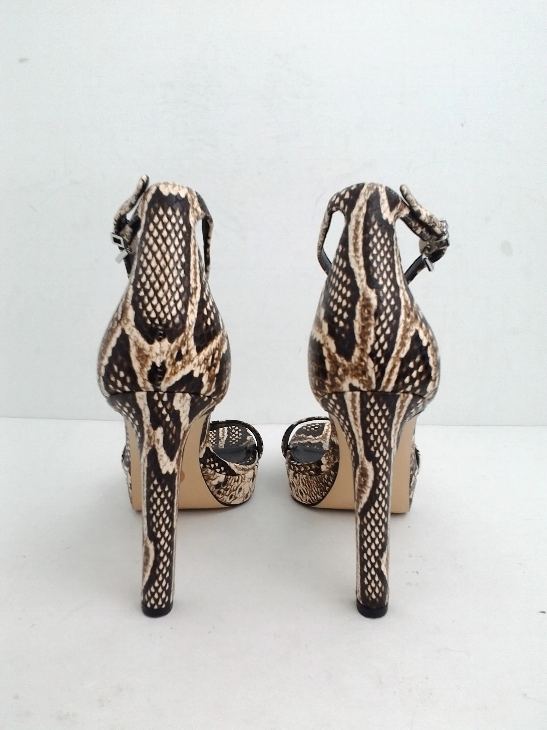 Michael Kors Women's Beige Snake Print Heeled Sandal Size 6.5 M