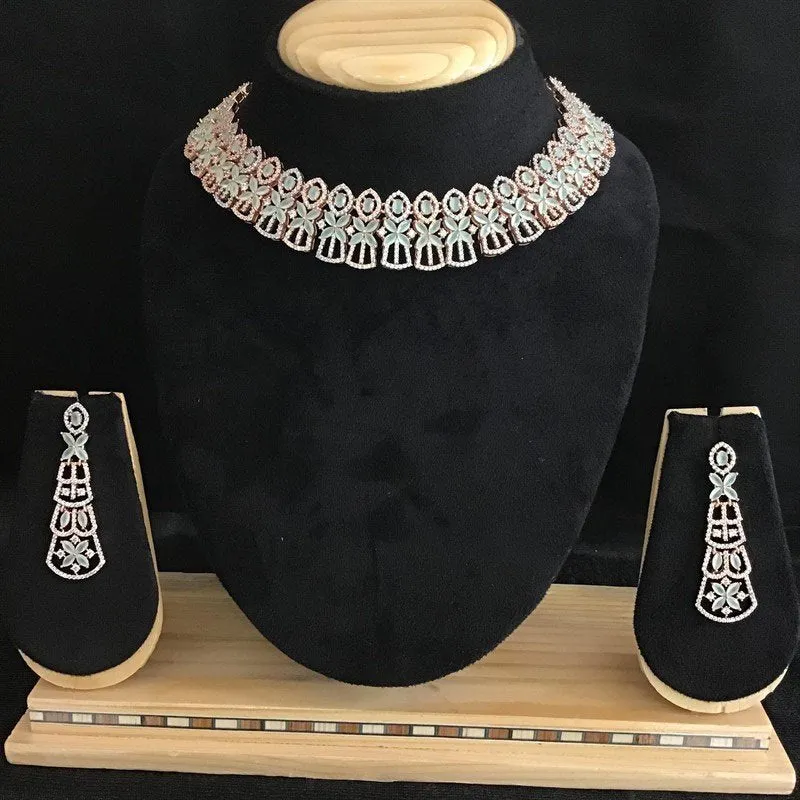 Mint Green Zircon/AD Necklace Set