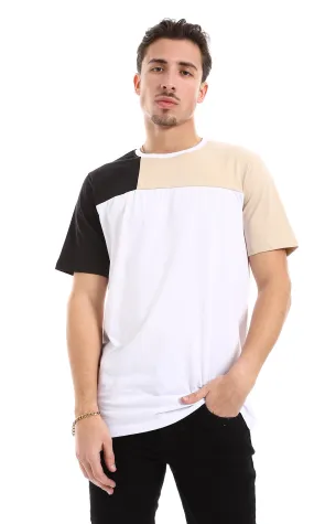 O165975 Black & Beige Sleeves For A White Tee