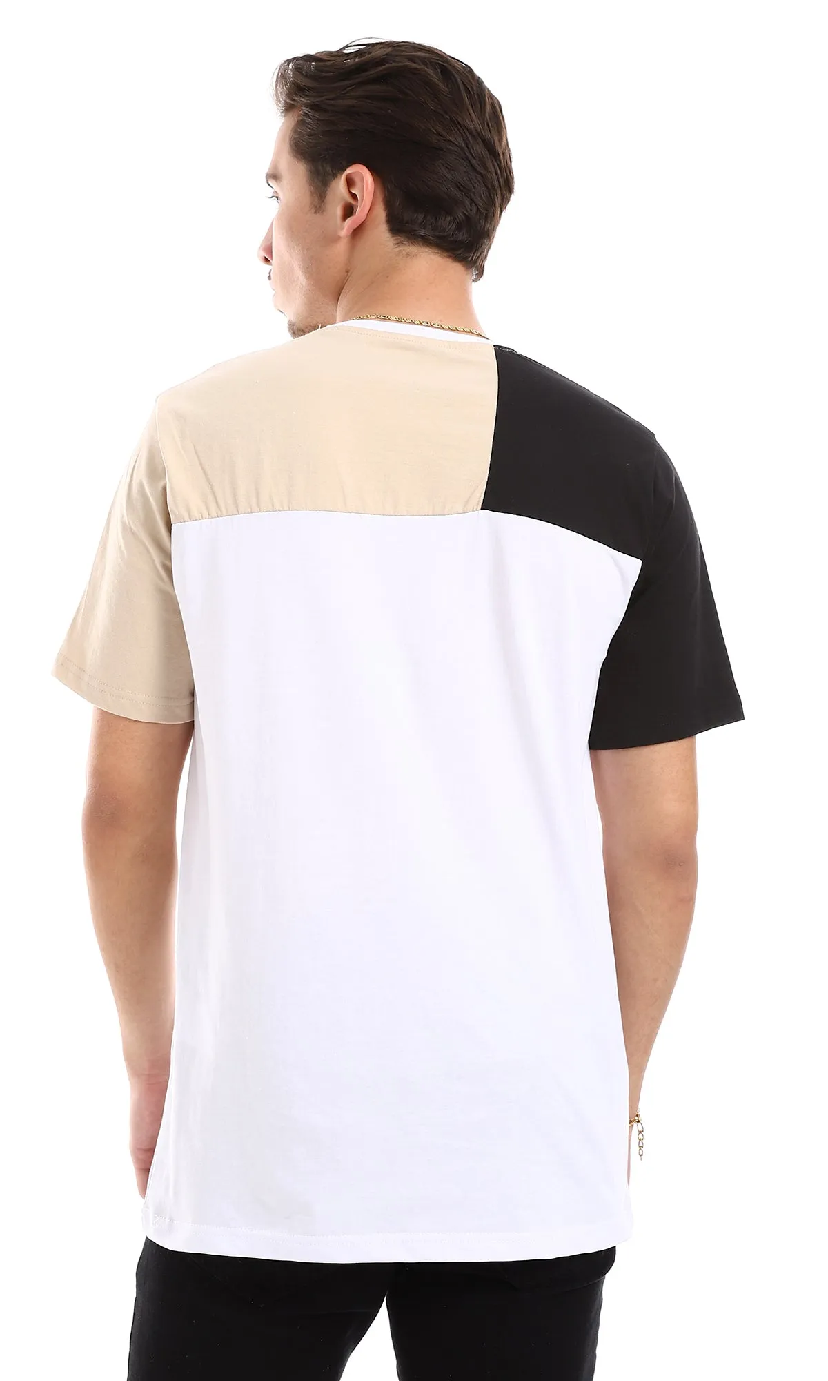 O165975 Black & Beige Sleeves For A White Tee