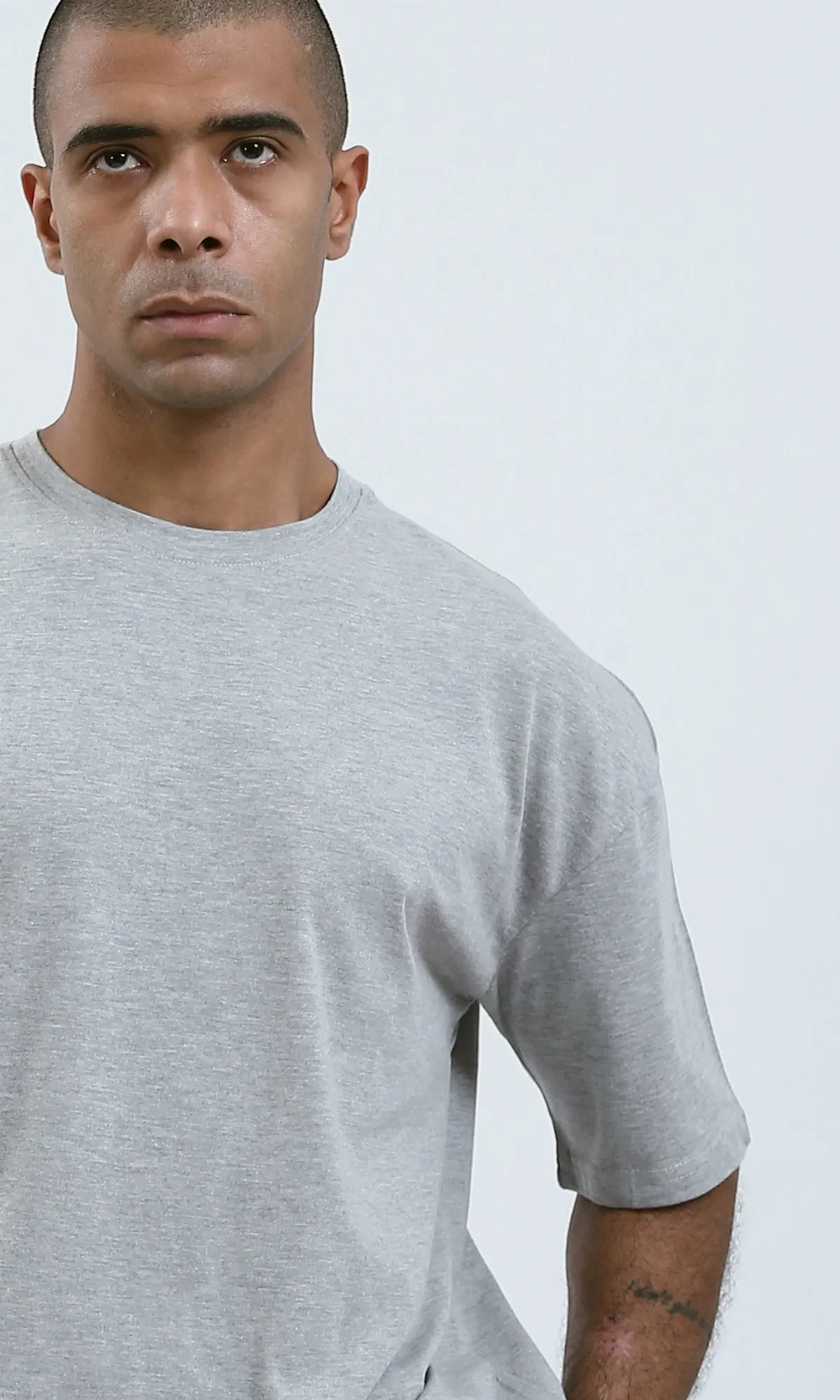 O192447 - Heather Light Grey Round Neck Summer Tee