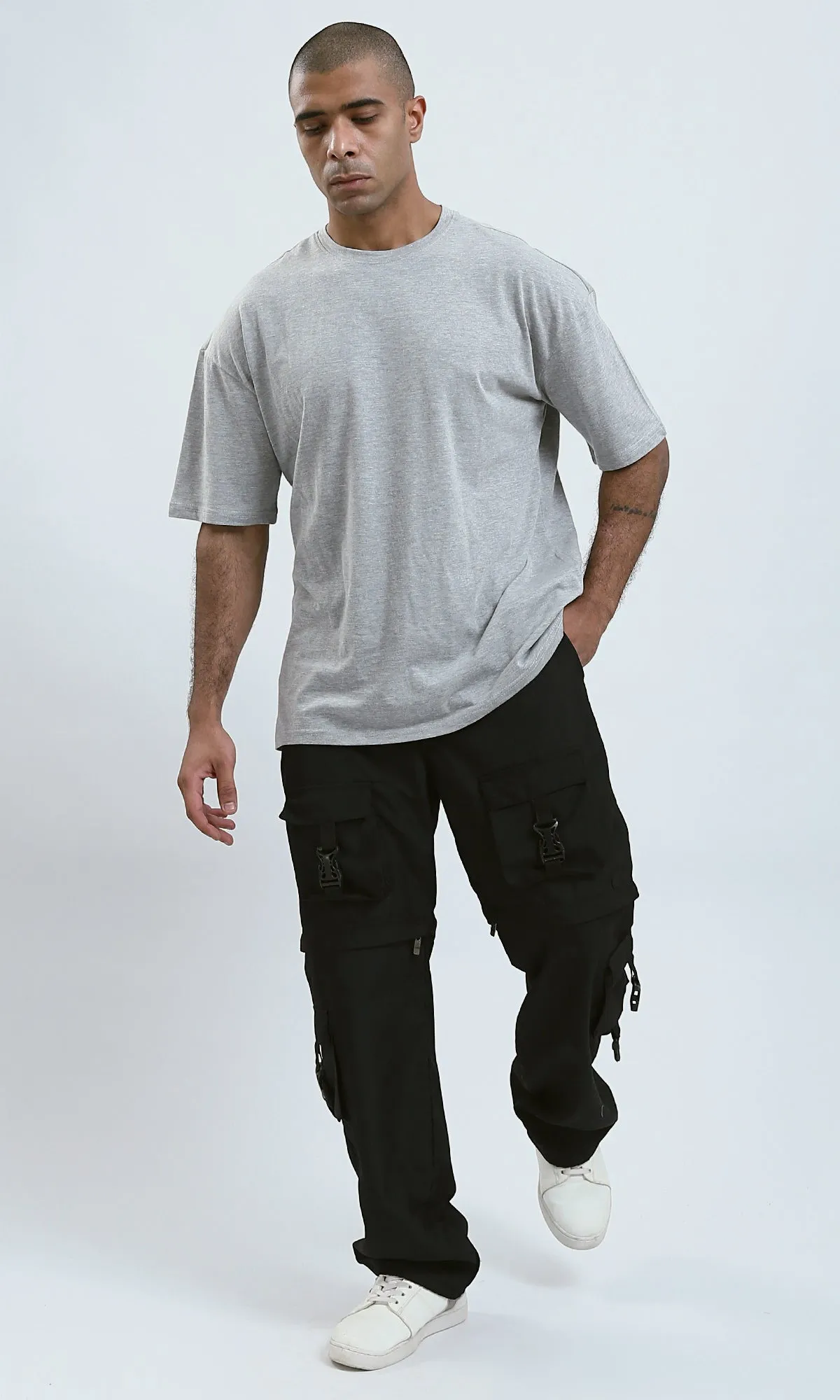 O192447 - Heather Light Grey Round Neck Summer Tee