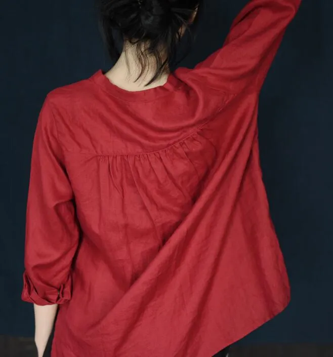 Red Casual Linen Spring Summer Skirts Women Tops SXM97299