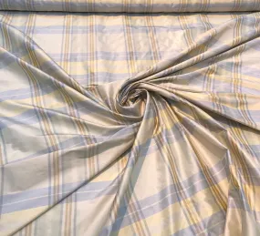 Silk shantung plaid 54&quot; wide    Beautiful beige purple color silk shantung fabric sold by the yard