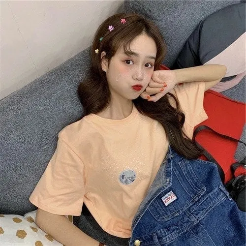 Sweet Girls Simple Loose T-Shirt