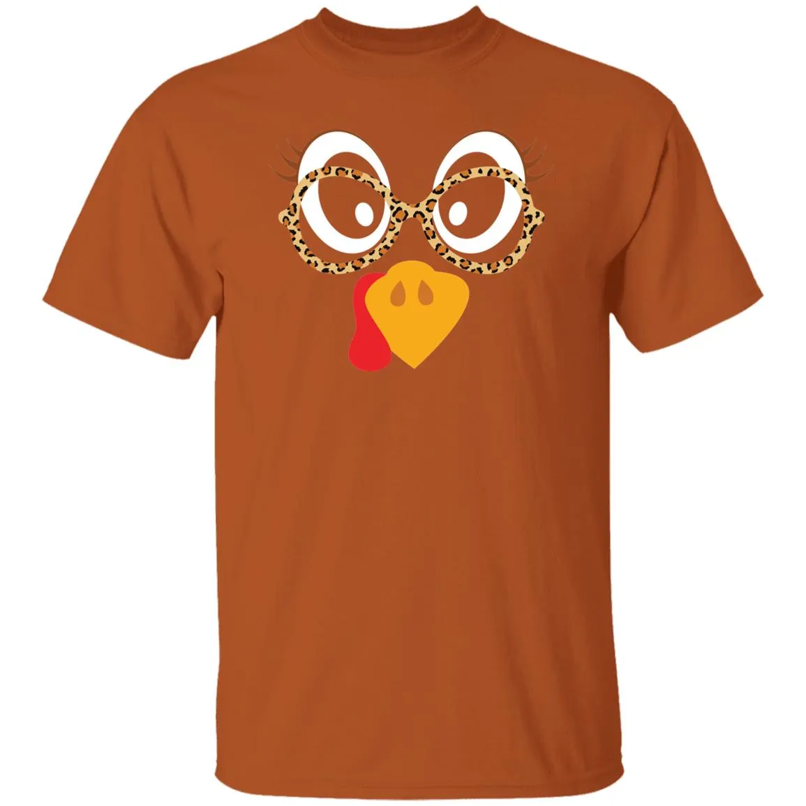 Thanksgiving Turkey Face Leopard Costume Funny Unsex T-Shirt