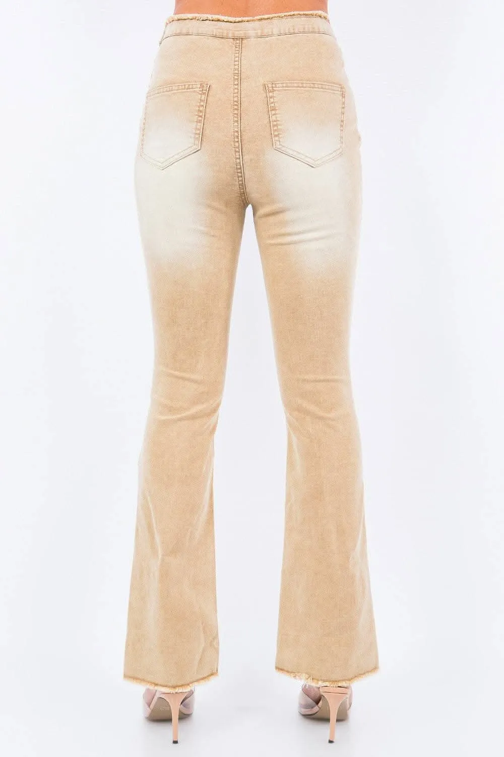 V-cut ruched mid flare pants