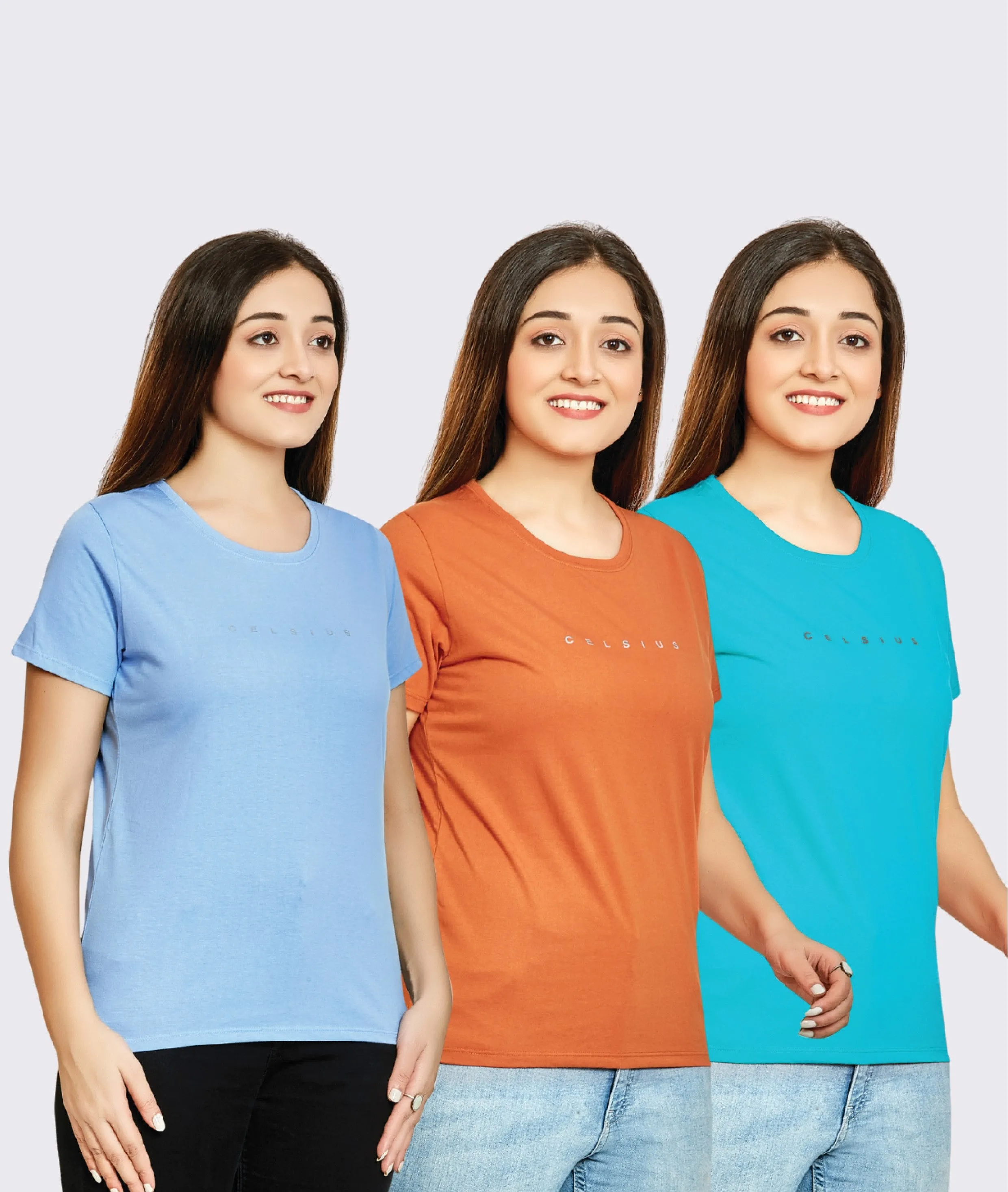 WOMEN 3 PIECE PACK CREW NECK TSHIRT