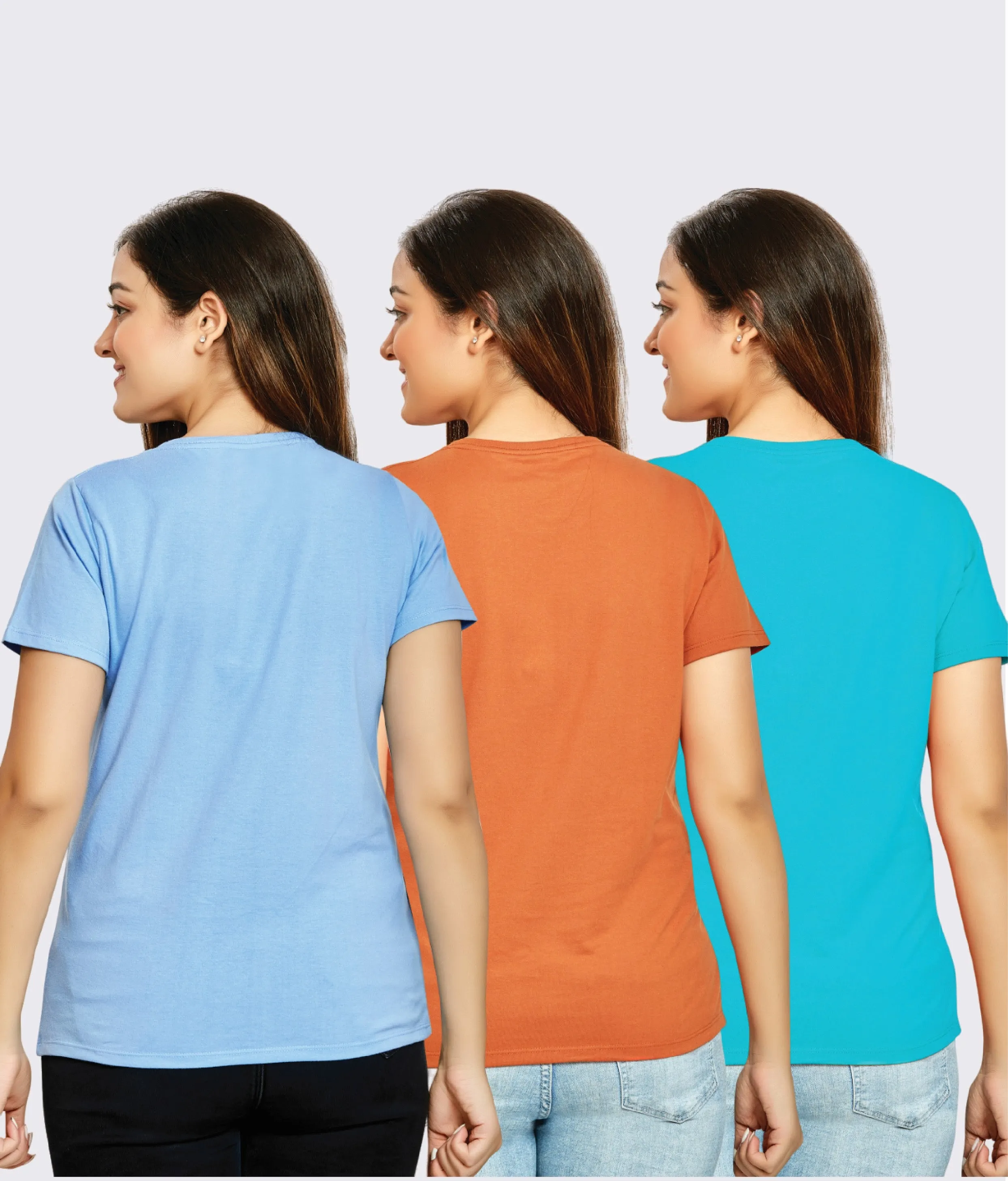WOMEN 3 PIECE PACK CREW NECK TSHIRT