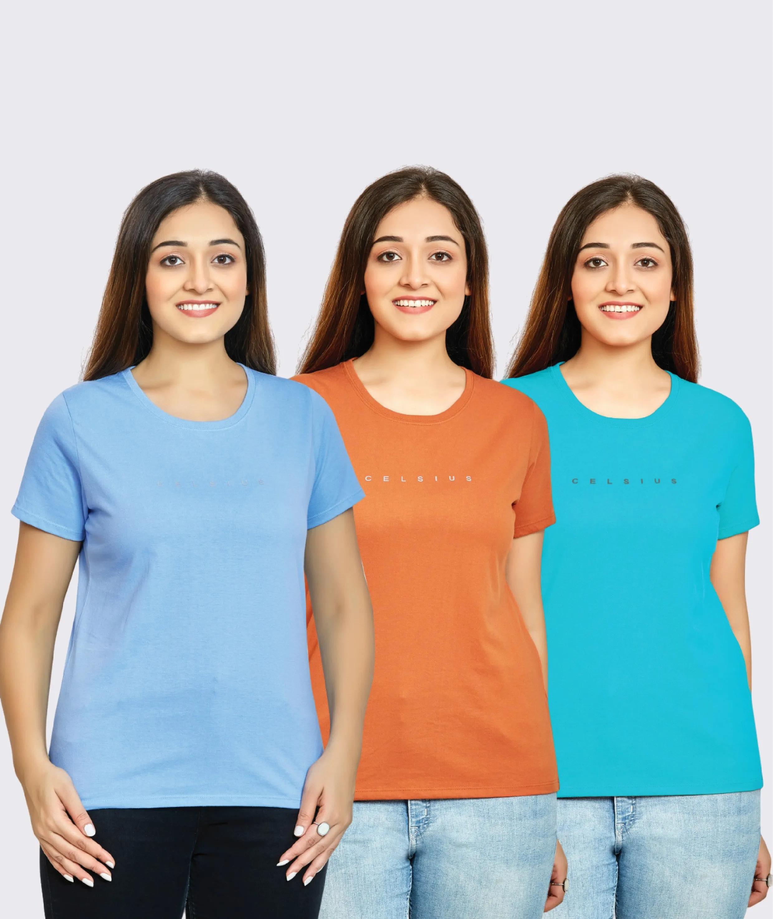WOMEN 3 PIECE PACK CREW NECK TSHIRT