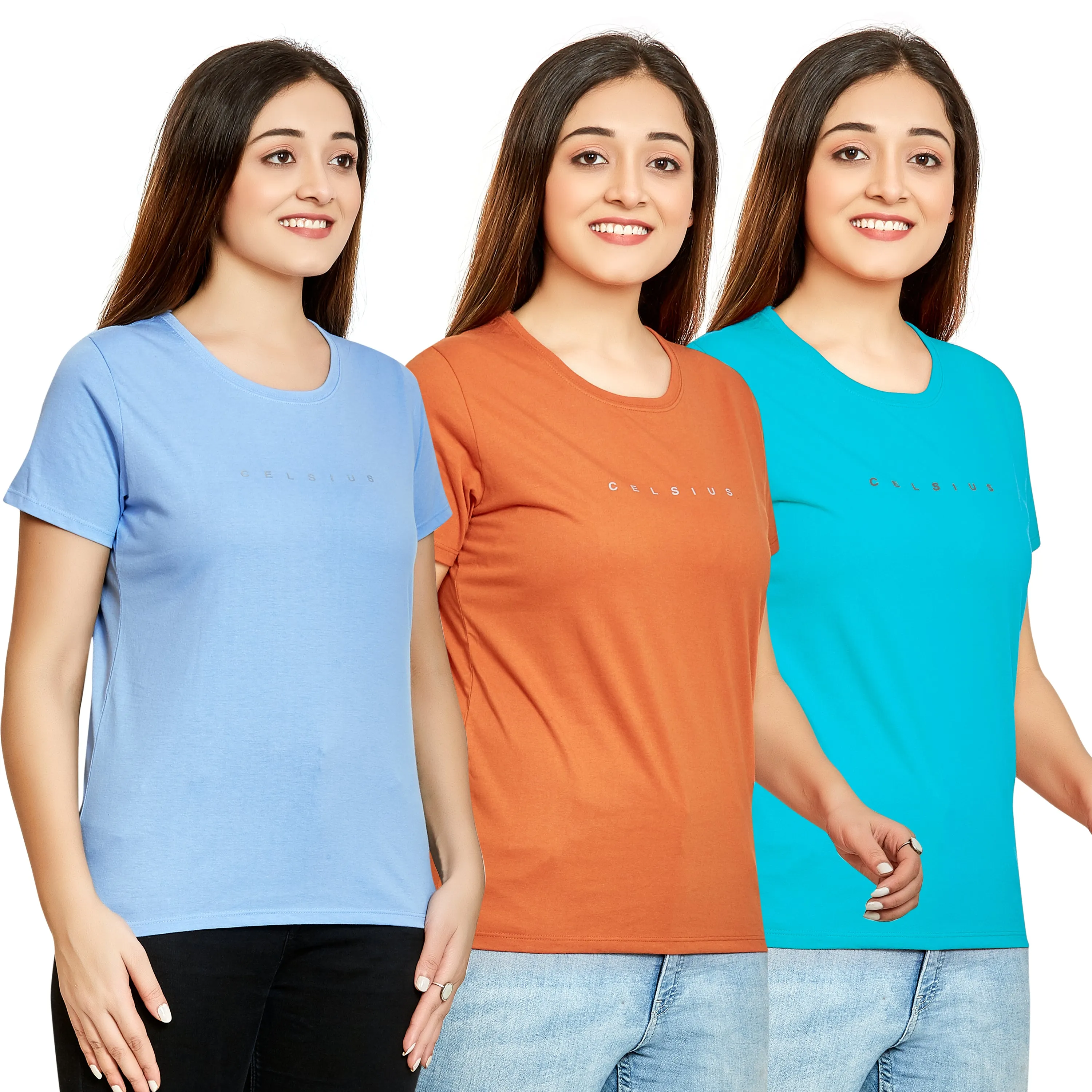 WOMEN 3 PIECE PACK CREW NECK TSHIRT