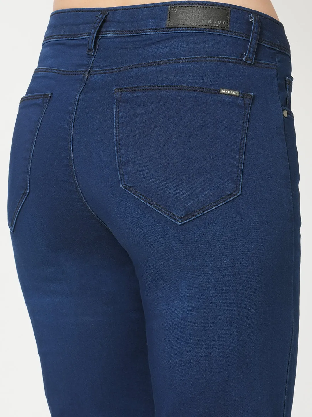 Women Carbon Blue High-Rise Slim Straight Fit Jeans