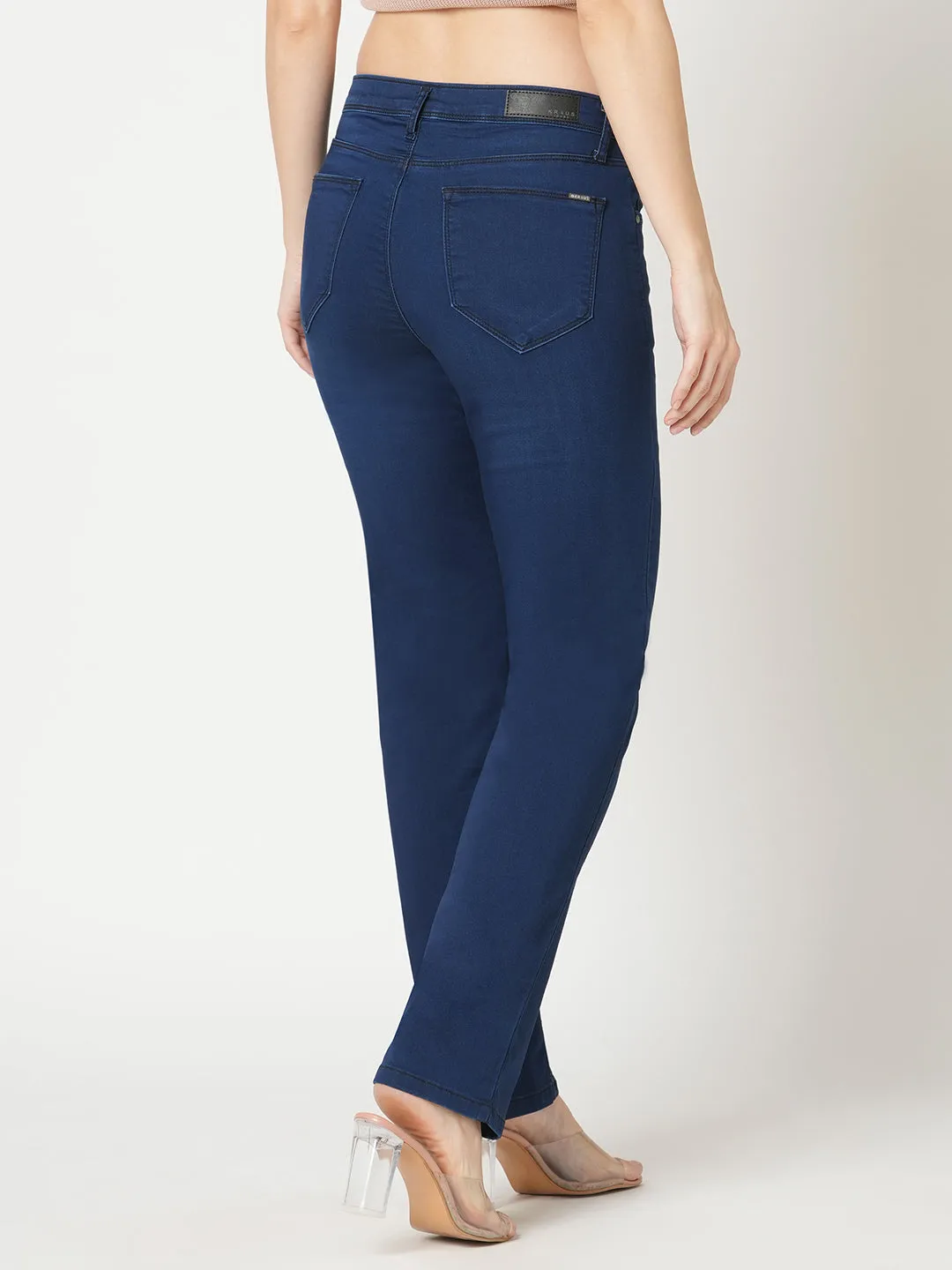 Women Carbon Blue High-Rise Slim Straight Fit Jeans