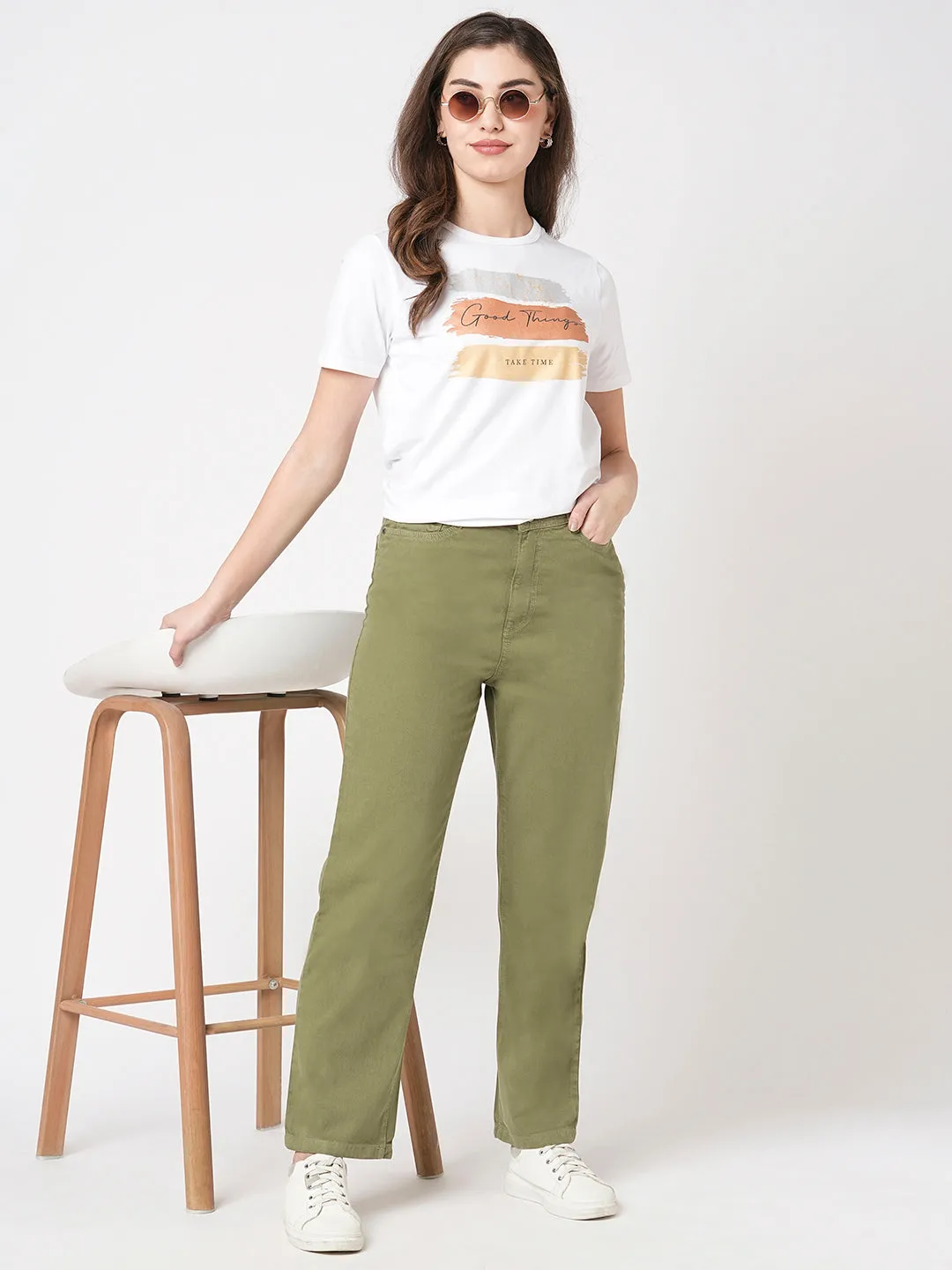 Women High-Rise Loose Straight Fit Jeans